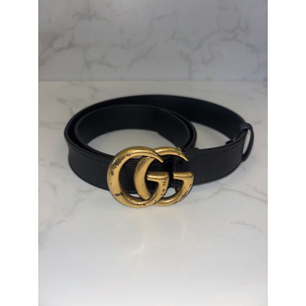 Gucci GG Marmont Belt in Black Leather - Good Condition
